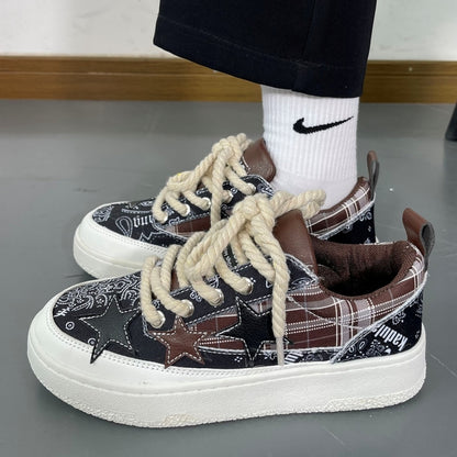 Star-motif denim sneakers D0340
