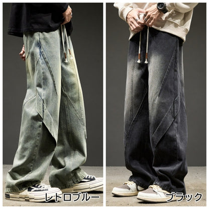 Wide-leg straight-cut denim jeans D0312