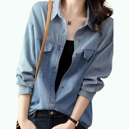 Striped denim shirt D0327