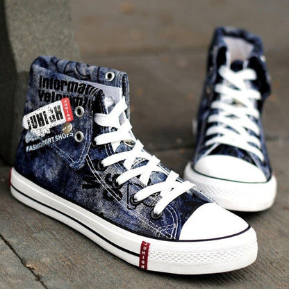 High-top denim sneakers D0339