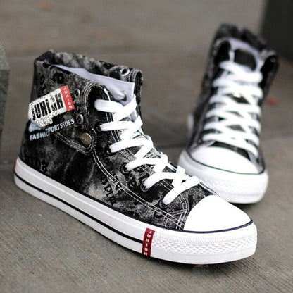 High-top denim sneakers D0339