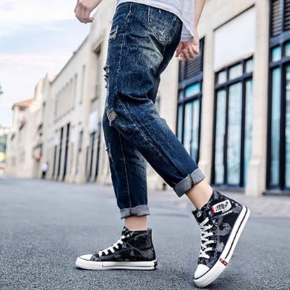 High-top denim sneakers D0339