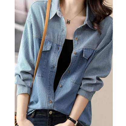 Striped denim shirt D0327