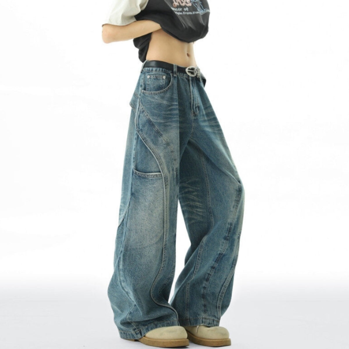 Retro blue denim jeans D0311