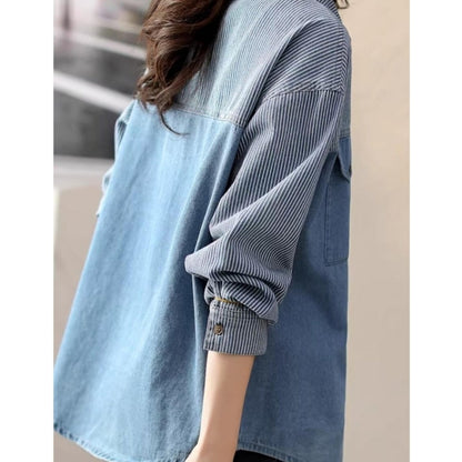 Striped denim shirt D0327