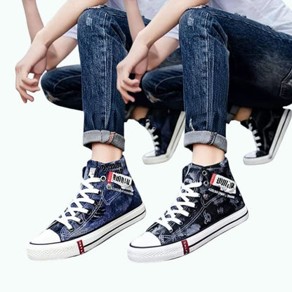 High-top denim sneakers D0339