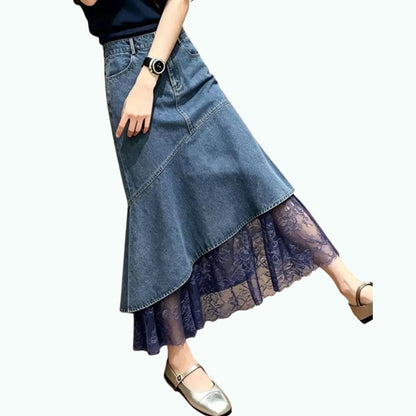 Fishtail denim skirt D0325